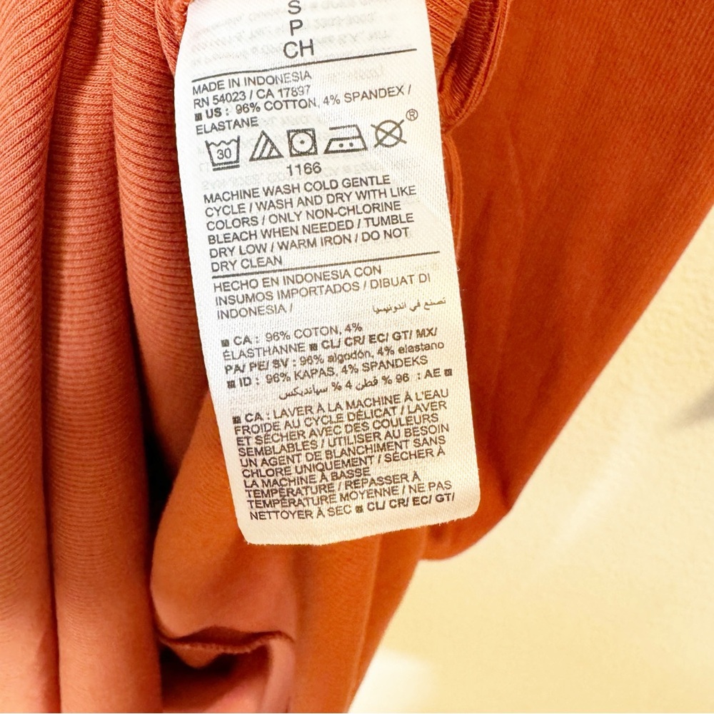 Old Navy Orange Ribbed Square Neck Long Sleeves Midi Dress Size Small NWT - Picture 7 of 7